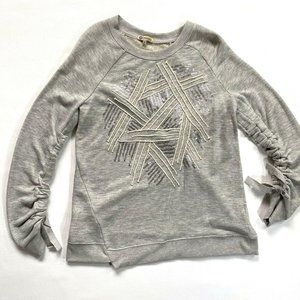 Democracy Womens Sweater Gray Size Medium Sequence